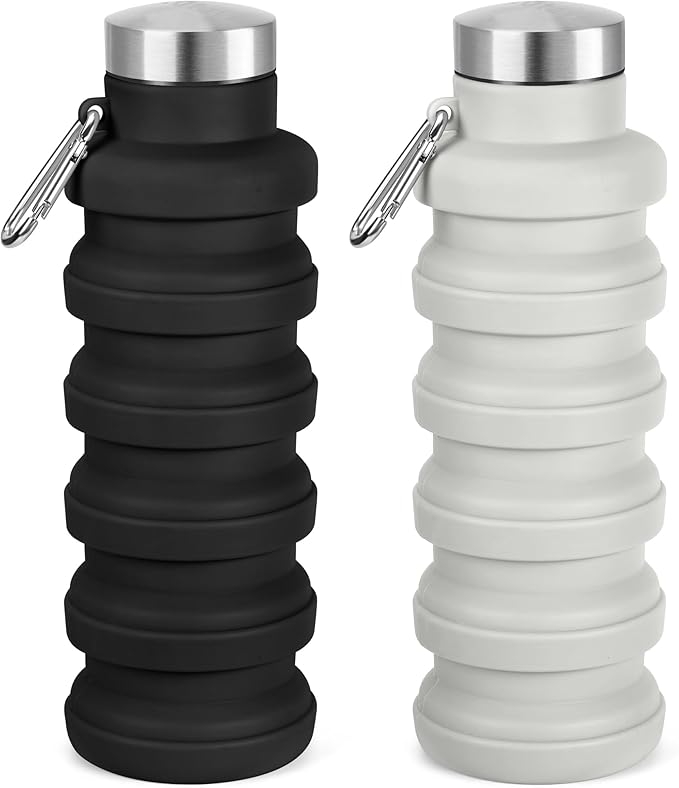 Collapsible Water Bottle, 16oz Portable Reusable Silicone Water Bottle by HOME