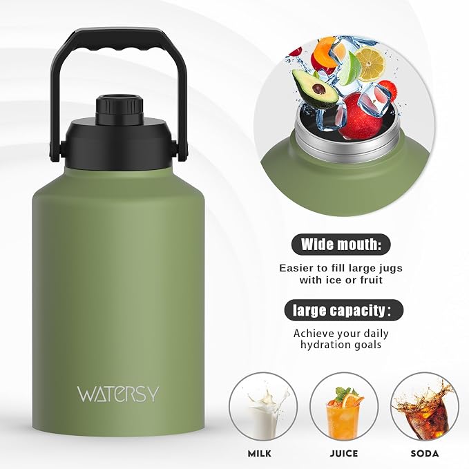 WATERSY Half Gallon Water Bottle Insulated, BPA Free&Leak Proof, 64oz Stainless - Image 5