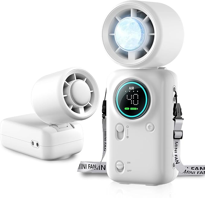 Handheld Turbo Fan with Ice Cooling, High Speed Personal Fan, Neck Fan by pastamakerforkitchenaid
