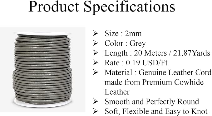 GENIQUE Real/Genuine Round Leather String Cord - Image 3