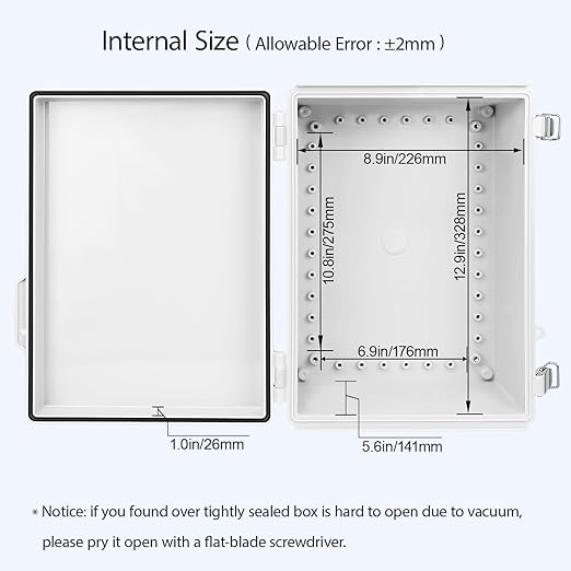 LeMotech Electrical Box, IP67 Waterproof Hinged Cover Stainless Steel Latch - Image 5