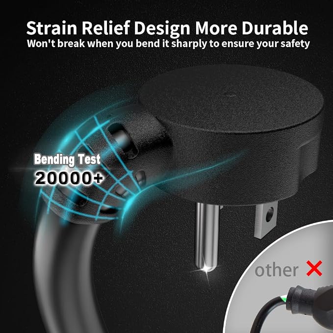 HUANCHAIN 14 Gauge 15 FT Flat Plug Extension Cord Black Indoor Outdoor - Image 3