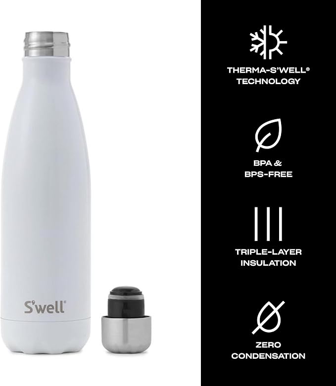 S'well Stainless Steel Water Bottle, Angel Food, Triple Layered Vacuum - Image 4