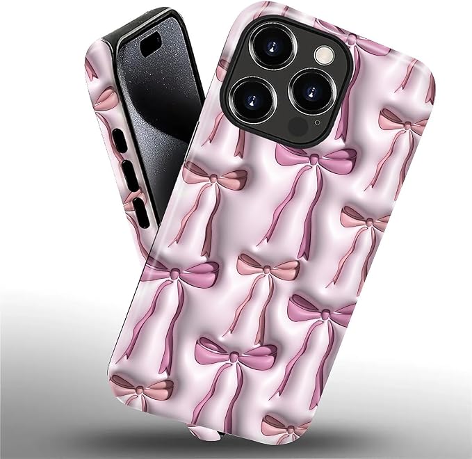 for iPhone 16 Pro Case, HL2 Abstract Ribbons Bows Hybrid 2 Layer Hard Shell - Image 2