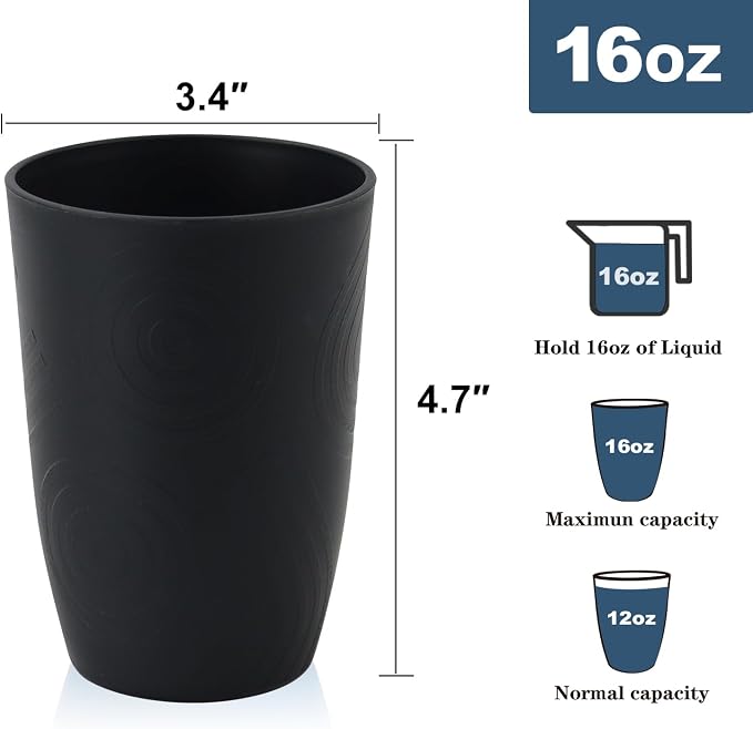 Homienly Drinking Glasses 16oz Wheat Straw Cups-Stackable and Reusable Cups - Image 2