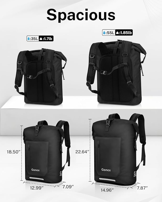 Gonex Ultralight Waterproof TPU Backpack, 35L Roll Top Dry Bag - Image 6