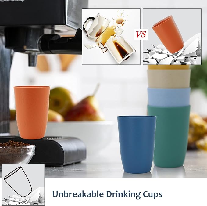 Homienly Wheat Straw Cups Set Unbreakable Drinking Glasses & Reusable Plastic - Image 5