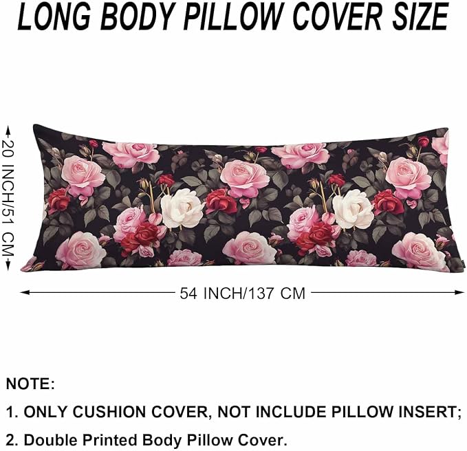 Outdoor Pillows Body Pillow Cover Rose Lumbar Body Pillow Case Protector - Image 6