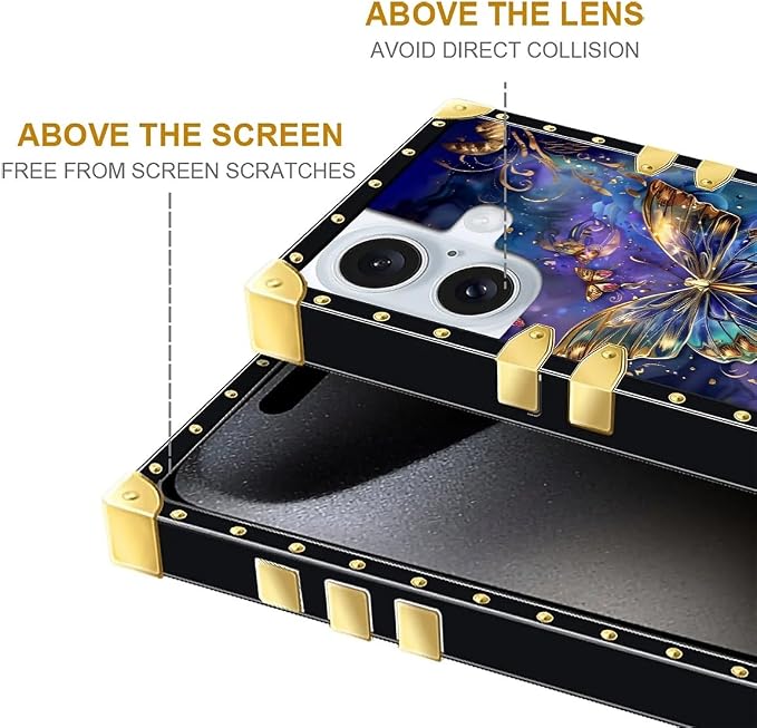 Compatible with iPhone 16 Plus Case, Glistening Golden Butterfly Vibrant Purple - Image 6