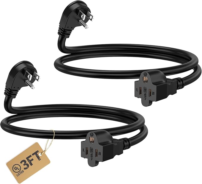 LUCKY TL 2 Pack Indoor Outdoor Extension Cord, 16/3 Gauge Black Short Extension by LUCKYTL