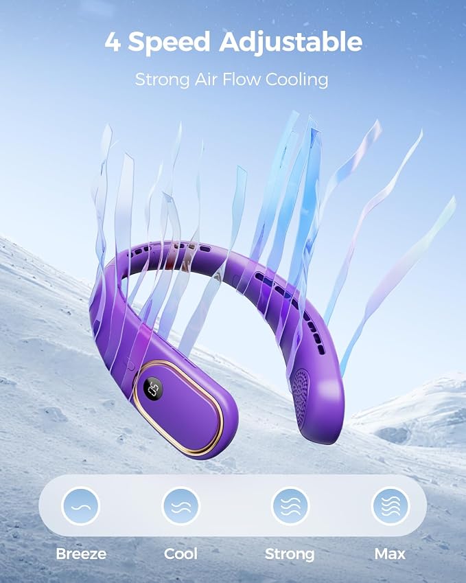 SHEWIND Portable Neck Fan - 5000mAh Rechargeable Hands-Free Wearable Fan | 4 - Image 4