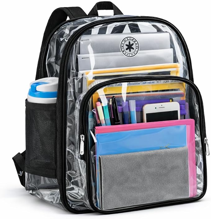 K-Cliffs Large Transparent Backpack Clear Heavy Duty School Bag Durable Student by K-Cliffs