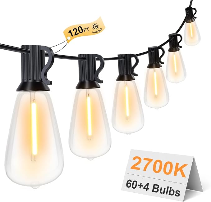GPATIO 120FT Outdoor String Lights, Waterproof Patio Lights by AddforPatioMakeover
