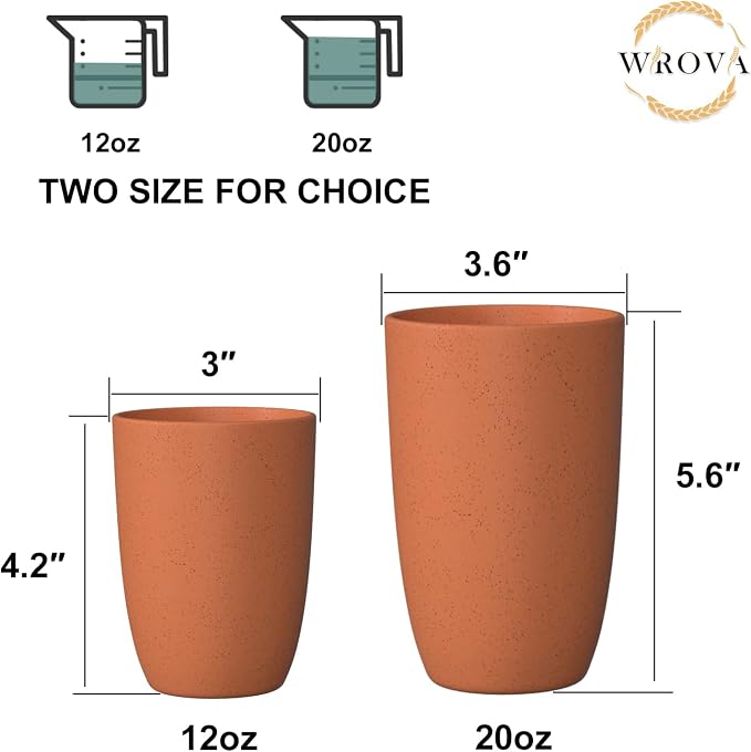 Wheat Straw Cups 6 PCS Good Alternative to Plastic Reusable Cups 12 oz - Image 3