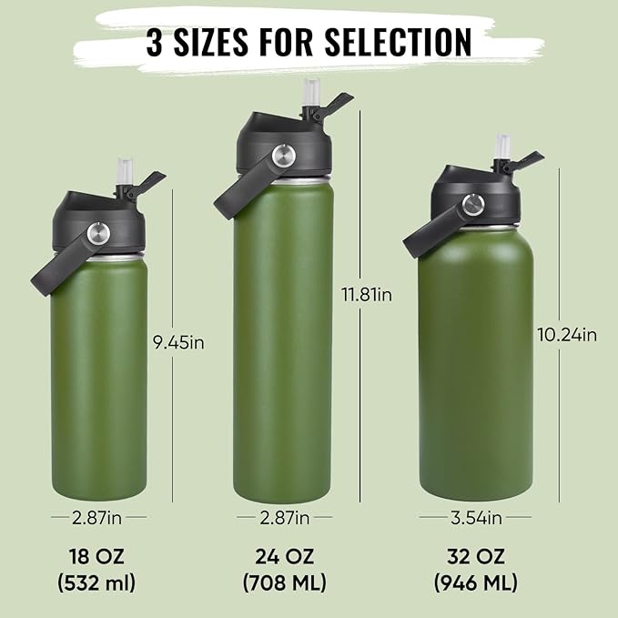 Fijinhom 32oz Insulated Stainless Steel Water Bottle, Wide Mouth Double Wall - Image 2