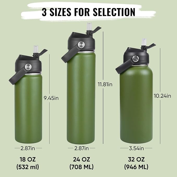 Fijinhom 18oz Insulated Stainless Steel Water Bottle, Wide Mouth Double Wall - Image 2