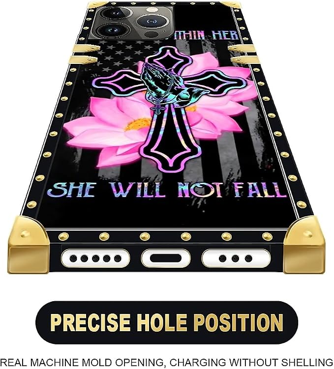 Compatible with iPhone 13 Pro Max Case, Praying Cross Hands Luxury Golden - Image 5