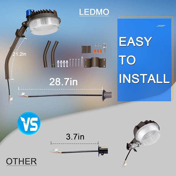 ledmo 120W LED Barn Light Dusk to Dawn Outdoor Lighting 18000lm 5000K LED - Image 2
