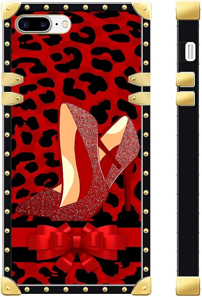 Compatible with iPhone 8 7 SE Case, Elegant High Heels Luxury Golden Decoration - Image 3