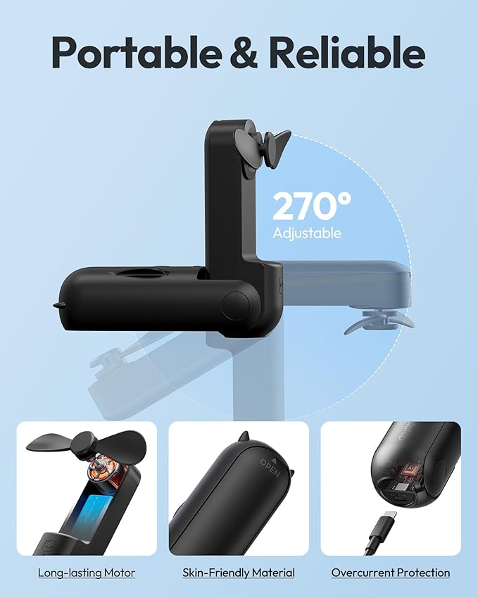 Gaiatop Portable Handheld Fan, 3 in 1 Mini Fan Handheld, Foldable Personal Fans - Image 5