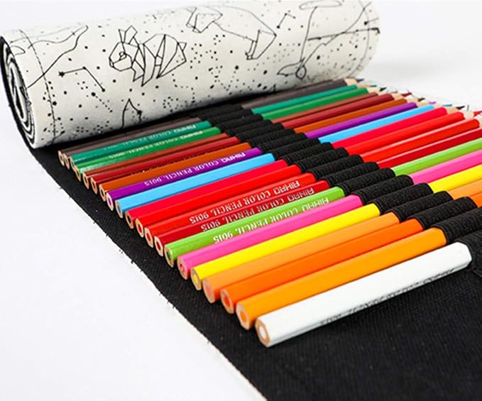 Funny live 24/36/48/72 Slots Colored Pencil Wrap Roll up Pen Holder Case - Image 3