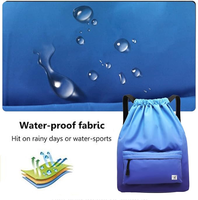 Waterproof Drawstring Bag, Gym Bag Sackpack Sports Beach Backpack - Image 6