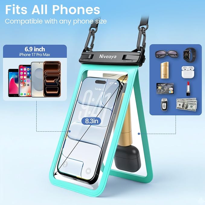 Niveaya Double Space Waterproof Phone Pouch, IPX8 Phone Case - Image 4