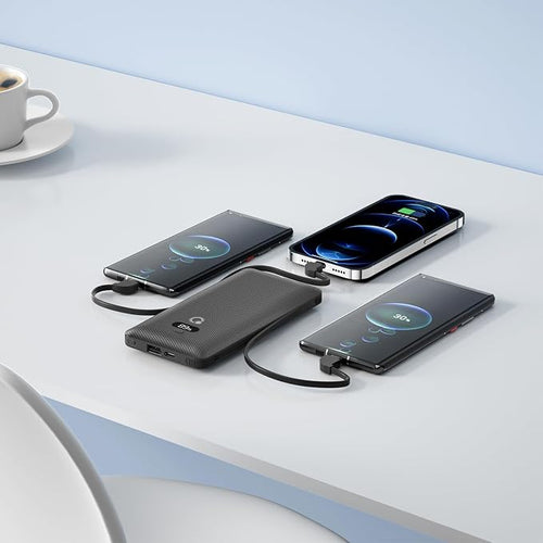 10000mAh Portable Charger with Built-in Cables and AC Wall Plug, USB C Fast - Image 2