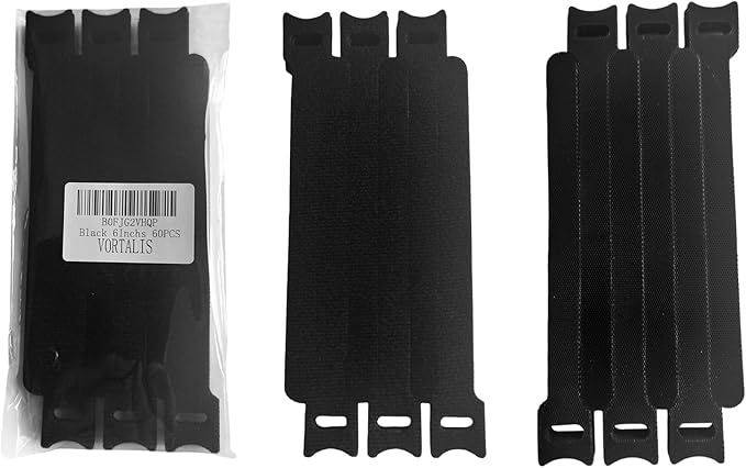 6 Inches Black Reusable Cable Ties, Cable Organizer, Cord Wrap and Hook Loop - Image 3