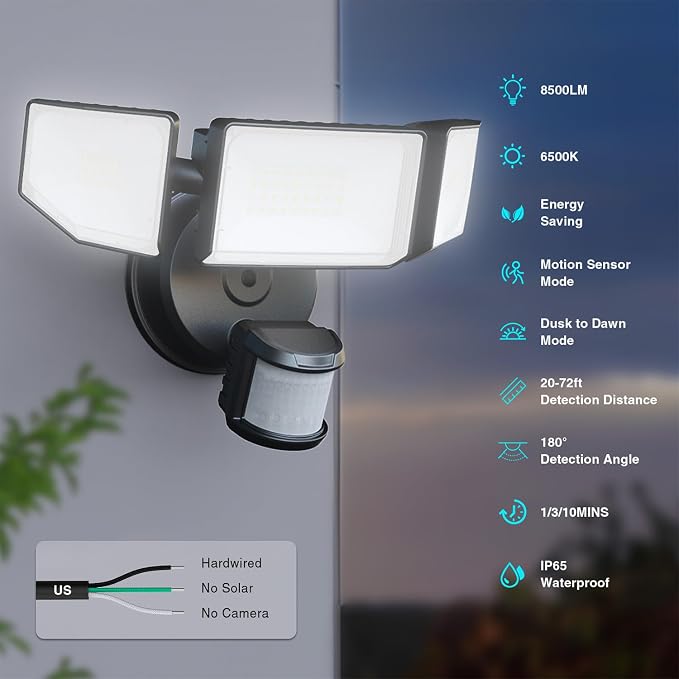 Abovizo 85W Motion Sensor Outdoor Light, 8500LM Ultra-Bright LED Security Light - Image 3