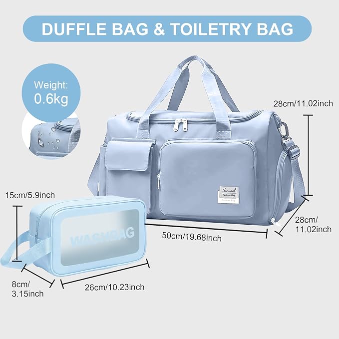 Suruid Gym Bag for Women Men, Travel Duffle Bag Large Capacity Carry On - Image 2
