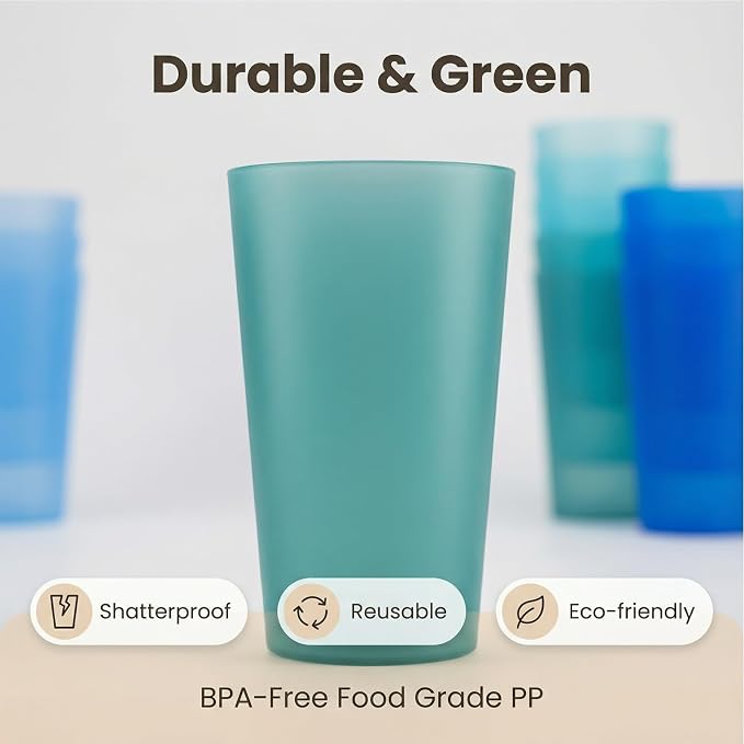 AOYITE 32 oz Reusable Drinking Cups, Unbreakable Large Plastic Tumblers set of - Image 3