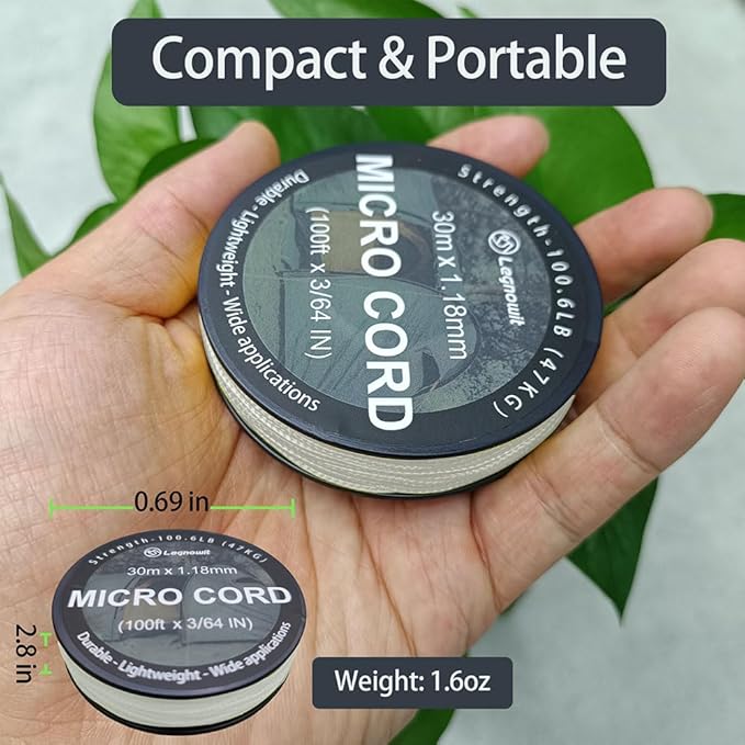 Micro Paracord, 1.18mm x 100ft Thin Mini Utility Braided Small Paracord - Image 3