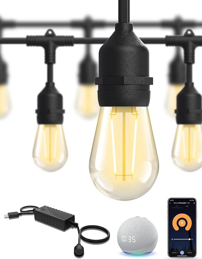 XMCOSY+ Smart Patio Lights 49Ft LED Outdoor String Lights Waterproof IP65 by XMcosy