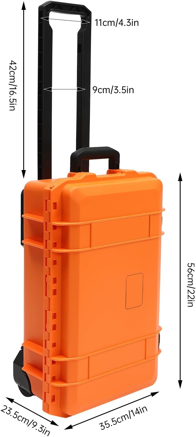 22" Weatherproof Hard Case Rolling Waterproof Case Dry Box - Image 2