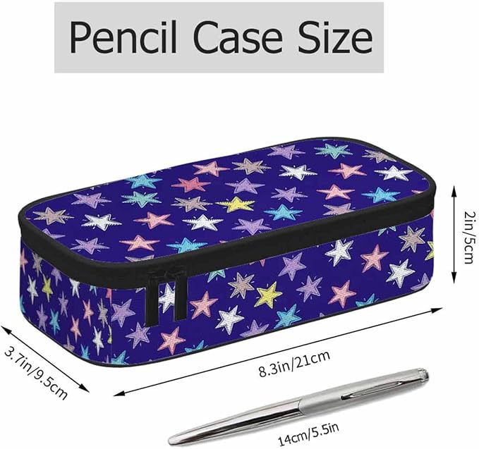 Colorful Stars Pencil Case Woven Stars Purple Blue Red Pencil Bag Pouch Box - Image 2