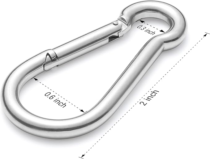 sprookber 316 Stainless Steel Carabiner Clip, Marine Grade Heavy Duty Spring - Image 2