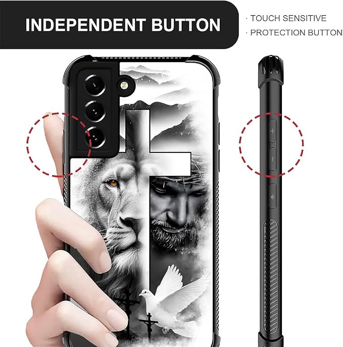 for Samsung Galaxy S21 Plus Case, Lion Cross Jesus Christ Dove Pattern Graphic - Image 5