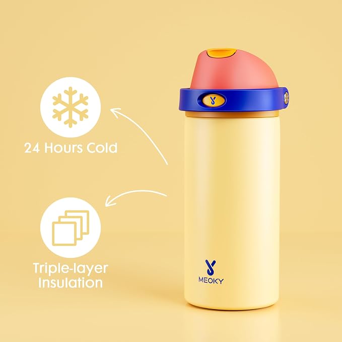 18 oz Kids Water Bottle for School: Meoky 18 oz Stainless Steel Insulated Water - Image 3
