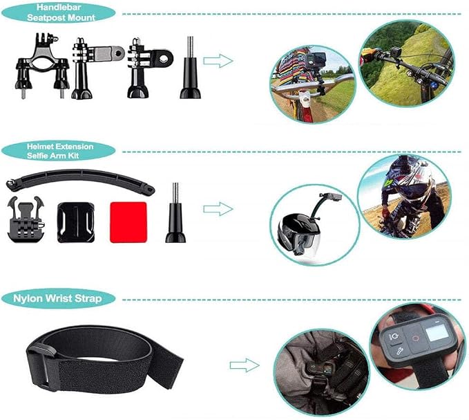 REFLEX CAMERA 50 in 1 Action Camera Accessories Kit Compatible - Image 5