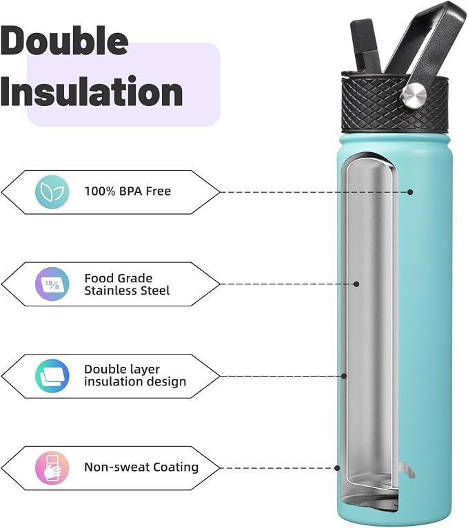 Konokyo Insulated Water Bottle 24oz Stainless Steel Sport Bottles - Image 4