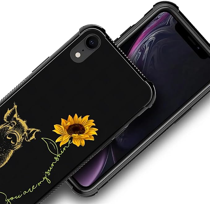 for iPhone XR Case, Pig Sunflower Yellow Sunshine Pattern Graphic Design Girl - Image 4