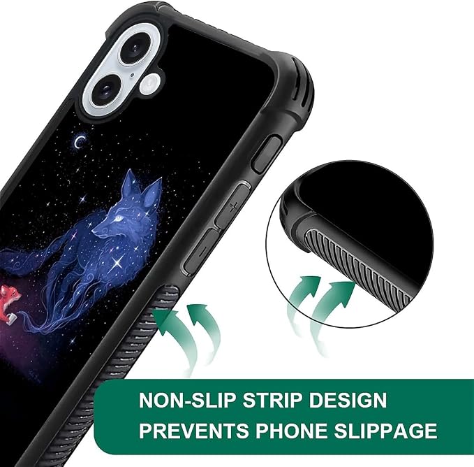 for iPhone 16 Case, Galaxy Fox Wolf Pattern Graphic Design Girl Boy Soft - Image 7