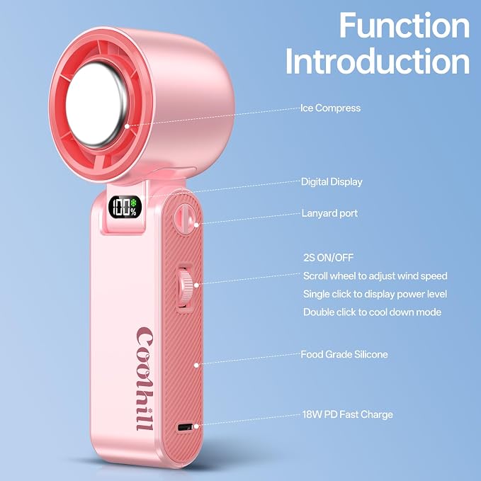 Handheld Portable Fan with Ice Cooler: 100-Speed 5500mAh Rechargeable Handheld - Image 5