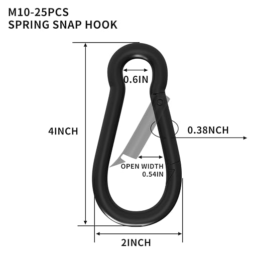 25PCS 4" Hevy Duty Carabiner Clips, M10 Spring Snap Hooks Large Carabiners - Image 2