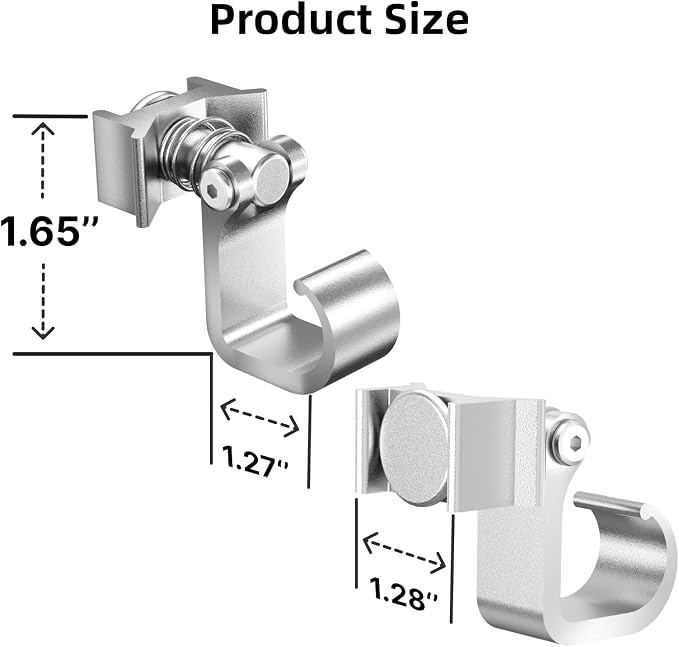 4 Pack L Track Hooks with Single Stud Fitting, Spring-Loaded Adjustable Gear - Image 6