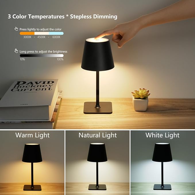 Fizrice 4 Pack Cordless Table Lamps, Portable Rechargeable Lamp, 6000mAh - Image 5