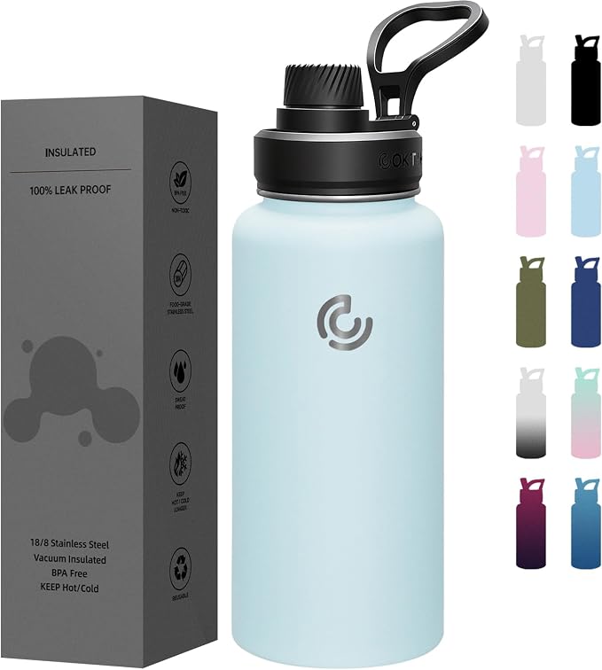 Sports Water Bottle 32oz, Insulated Water Bottle by coktik
