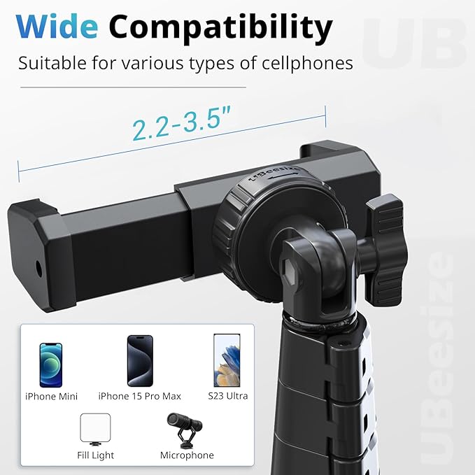 UBeesize 62" Phone Tripod & Selfie Stick - Image 3