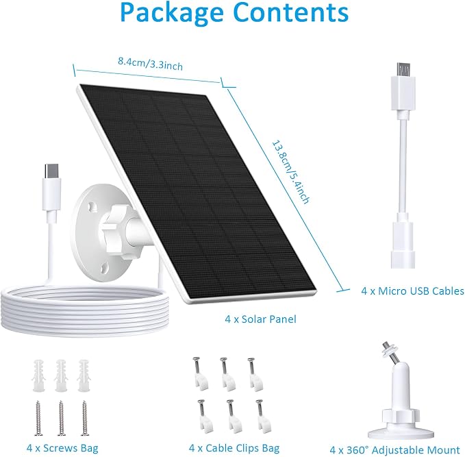 2W Solar Panel for Security Camera Outdoor, USB/USB-C Charger - Image 2